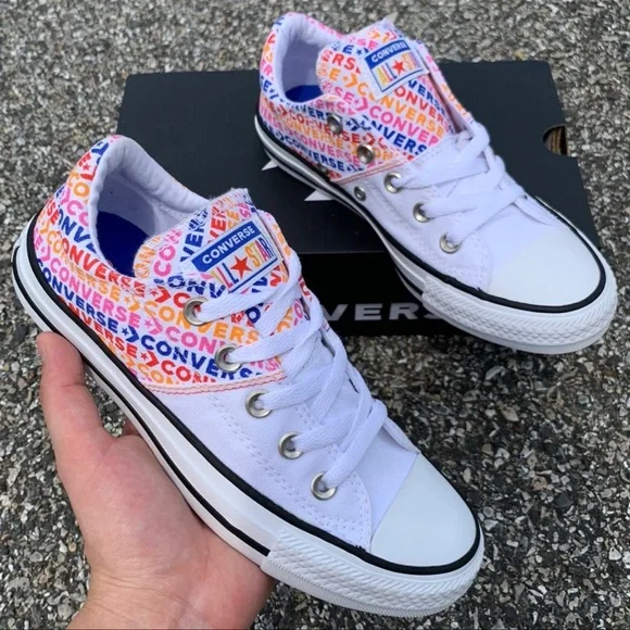Converse CTAS Ox Madison White Multicolor Rainbow Sneakers New - Picture 5 of 7